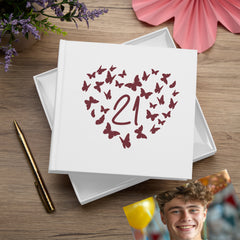 21st Birthday White Photo Album Gift With Butterflies 50 x 6x4 Photos