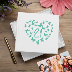 21st Birthday White Photo Album Gift With Butterflies 50 x 6x4 Photos
