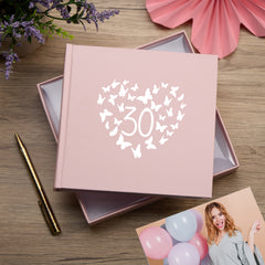 30th Birthday Pink Photo Album Gift With Butterflies 50 x 6" x 4" Photos photo album ukgiftstoreonline