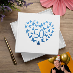 50th Birthday White Photo Album Gift With Butterflies 50 x 6x4 Photos