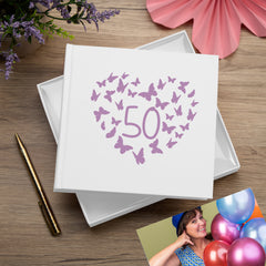 50th Birthday White Photo Album Gift With Butterflies 50 x 6x4 Photos