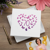 70th Birthday White Photo Album Gift With Butterflies 50 x 6x4 Photos