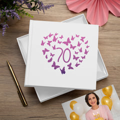 70th Birthday White Photo Album Gift With Butterflies 50 x 6x4 Photos