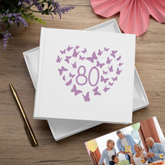 80th Birthday White Photo Album Gift With Butterflies 50 x 6x4 Photos