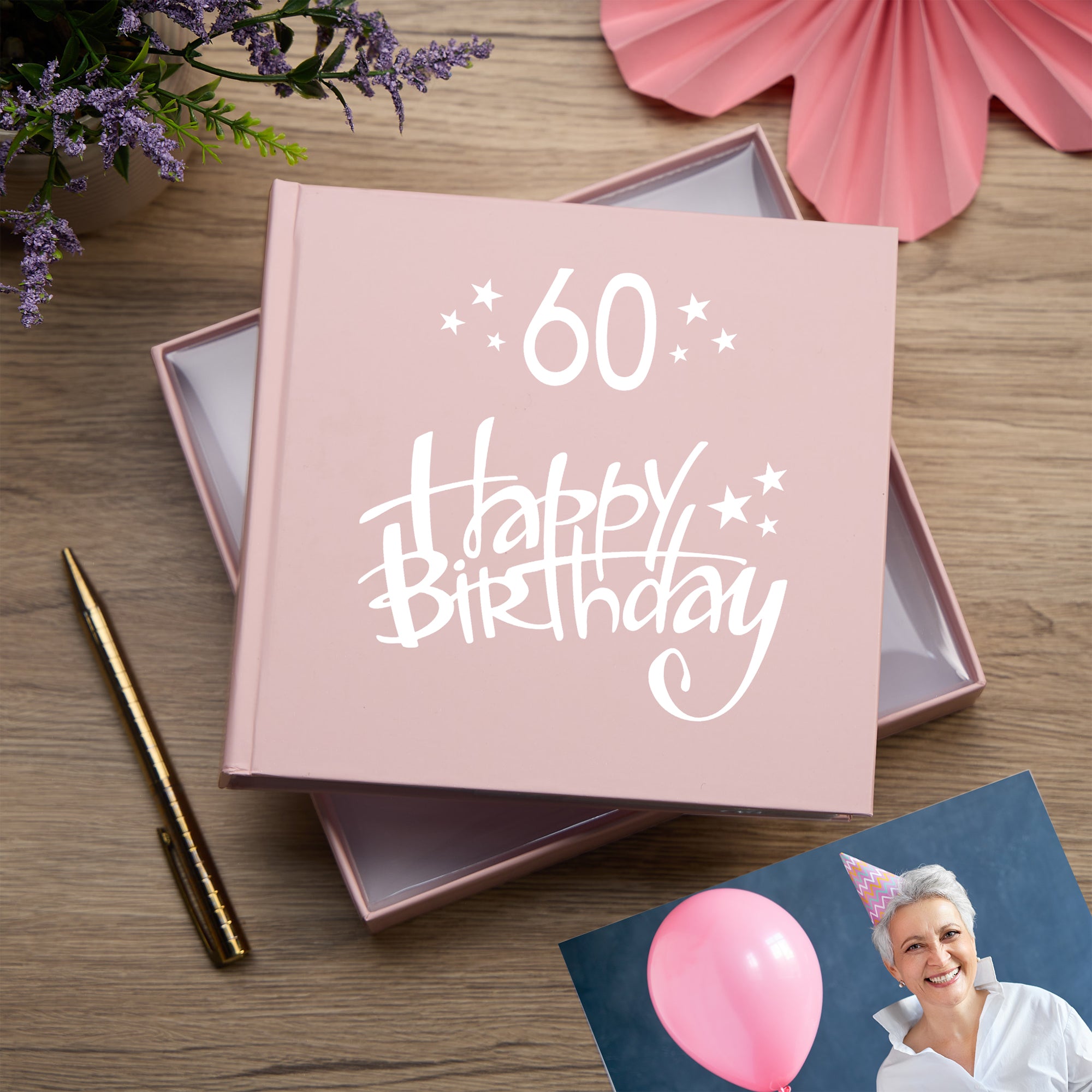 60th Birthday Pink Photo Album Gift For Her 50 x 6" x 4" Photos photo album ukgiftstoreonline