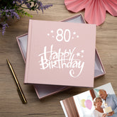 80th Birthday Pink Photo Album Gift For Her 50 x 6" x 4" Photos