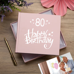 80th Birthday Pink Photo Album Gift For Her 50 x 6" x 4" Photos