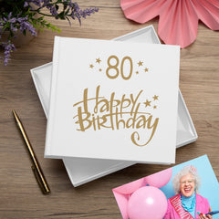 80th Birthday White Photo Album Gift For Him Or Her 50 x 6x4 Photos
