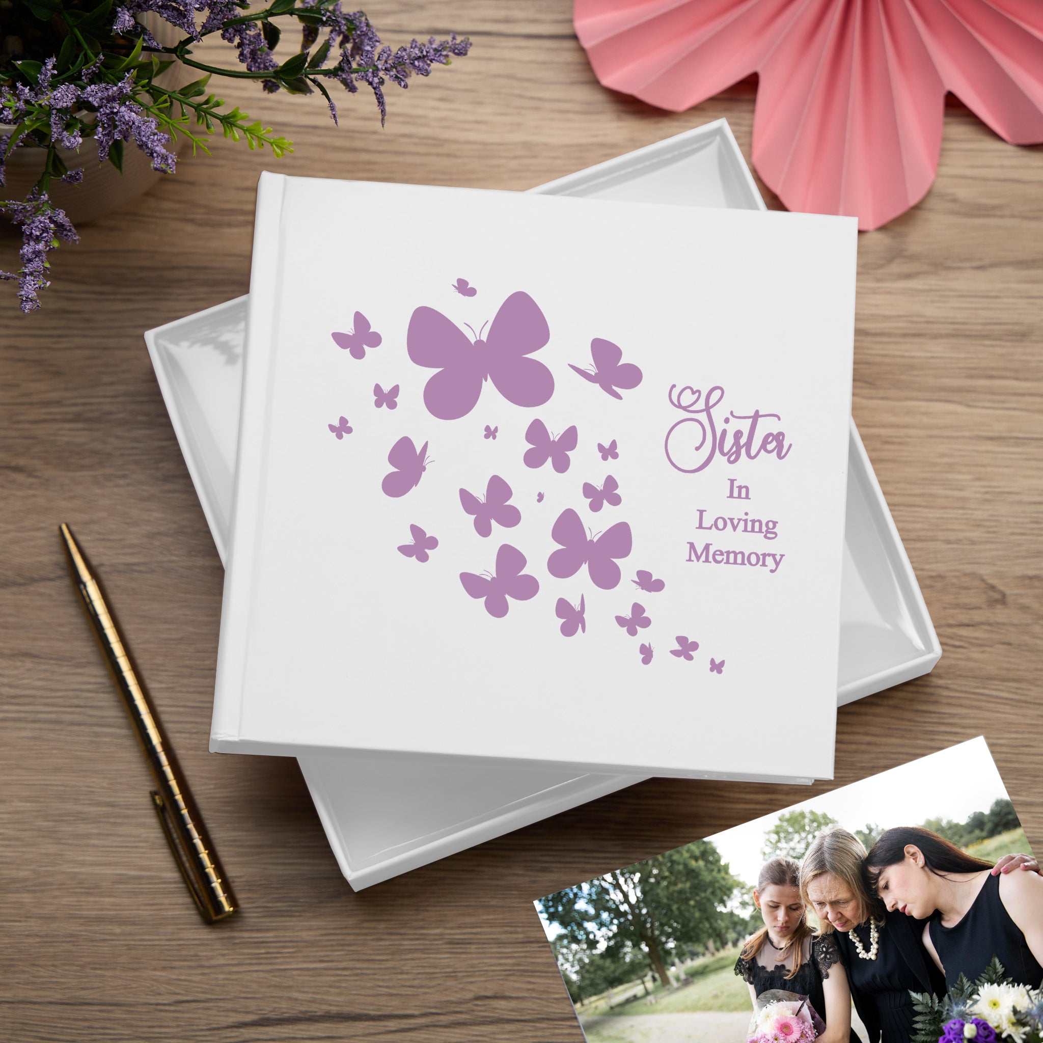 Sister In Loving Memory White Butterfly Photo Album For 50 x 6 by 4 Photos photo album ukgiftstoreonline