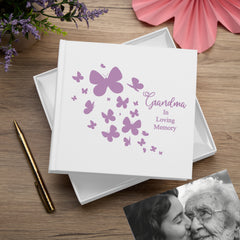 Grandma In Loving Memory White Butterfly Photo Album For 50 x 6 by 4 Photos