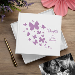 Daughter In Loving Memory White Butterfly Photo Album For 50 x 6 by 4 Photos