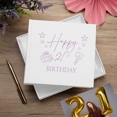 21st Birthday White Photo Album Gift For Her Or Him With Present Design