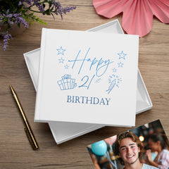 21st Birthday White Photo Album Gift For Her Or Him With Present Design
