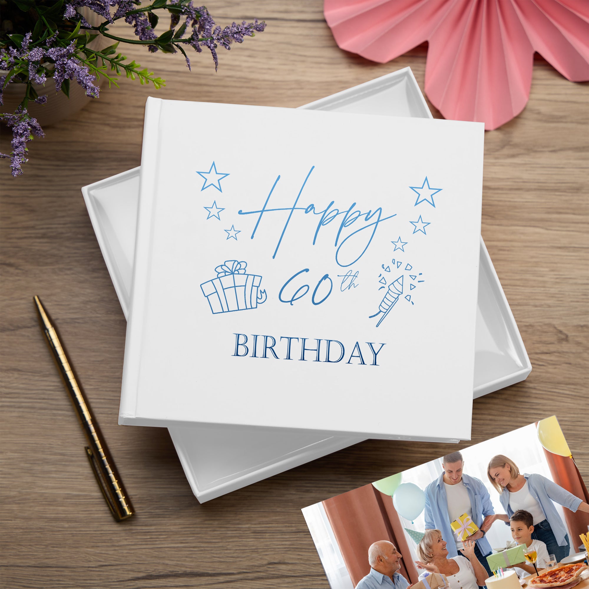 60th Birthday White Photo Album Gift For Her Or Him With Present Design Pack of 5 Wholesale Trade photo album ukgiftstoreonline