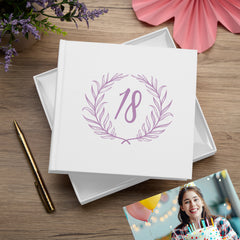 18th Birthday White Photo Album Gift For Her Or Him With Laurel Wreath