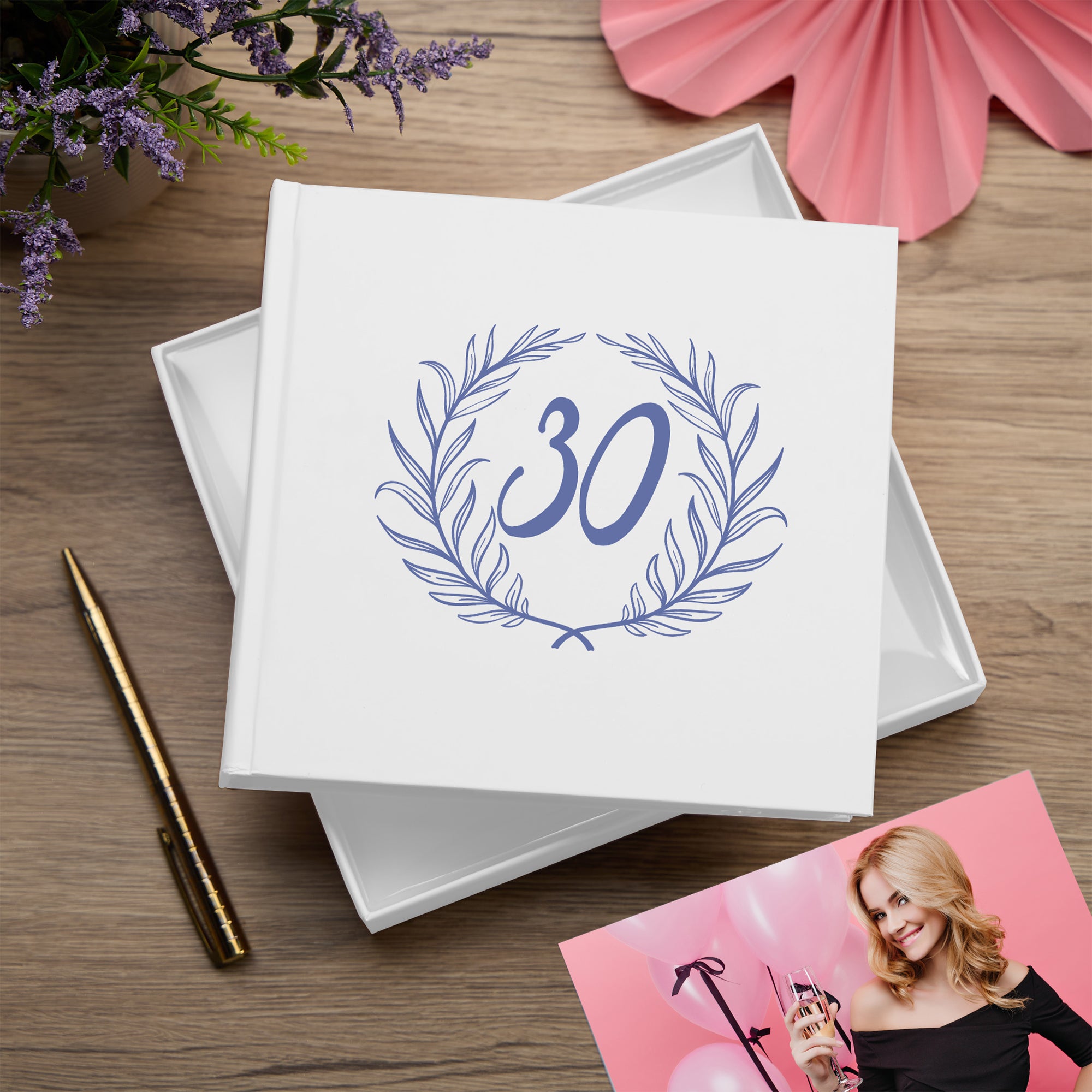 30th Birthday White Photo Album Gift For Her Or Him With Laurel Wreath photo album ukgiftstoreonline