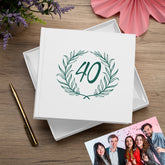 40th Birthday White Photo Album Gift For Her Or Him With Laurel Wreath