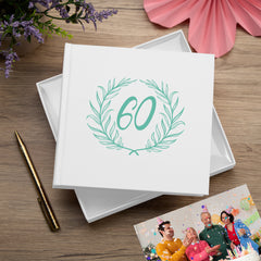60th Birthday White Photo Album Gift For Her Or Him With Laurel Wreath photo album ukgiftstoreonline