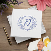 70th Birthday White Photo Album Gift For Her Or Him With Laurel Wreath