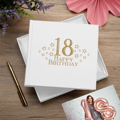 18th Birthday White Photo Album Gift For Her Or Him With Star Design