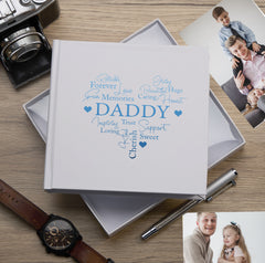 Daddy Word Heart White Photo Picture Album 50 x 6"x4" Dad Photo Album ukgiftstoreonline