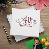40th Birthday White Photo Album Gift For Her Or Him With Star Design