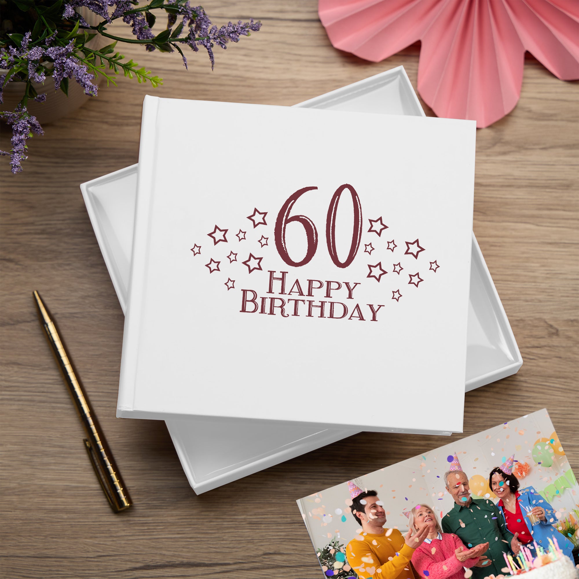 60th Birthday White Photo Album Gift For Her Or Him With Star Design Birthday Photo Album ukgiftstoreonline