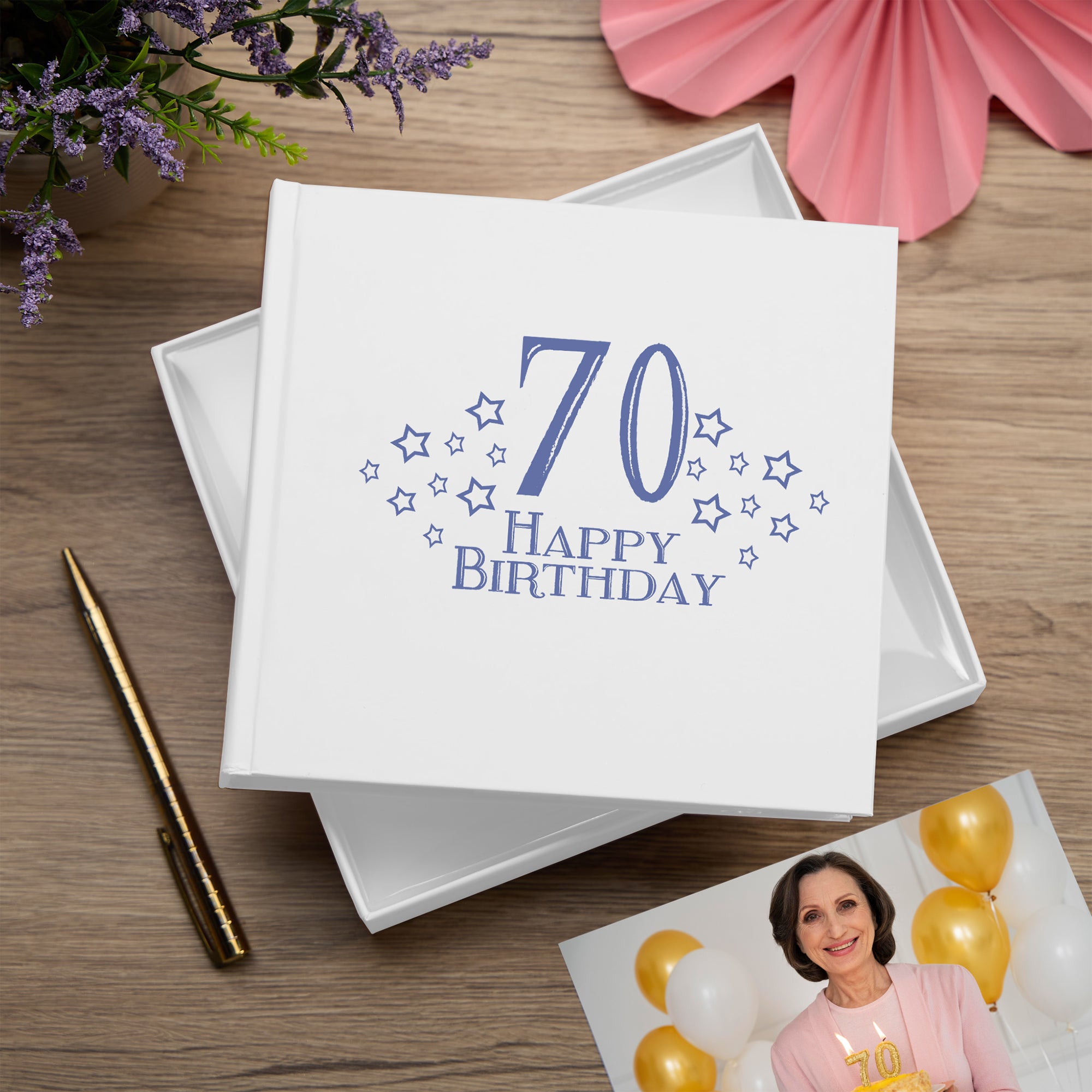 70th Birthday White Photo Album Gift For Her Or Him With Star Design Birthday Photo Album ukgiftstoreonline