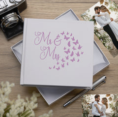 Mr and Mrs Wedding Day Butterfly White Photo Album Gift For 50 x 6 by 4 Photos
