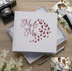 Mr and Mrs Wedding Day Butterfly White Photo Album Gift For 50 x 6 by 4 Photos