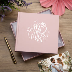 Mr and Mrs Wedding Hearts Pink Photo Album Gift For 50 x 6 by 4 Photos