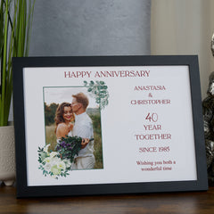Personalised 40th Anniversary Photo Frame Wedding Day Memory Gift Custom Photo Keepsake