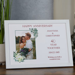 Personalised 40th Anniversary Photo Frame Wedding Day Memory Gift Custom Photo Keepsake