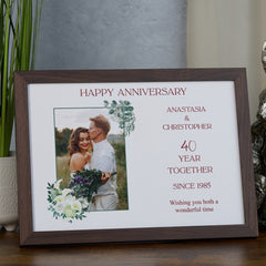 Personalised 40th Anniversary Photo Frame Wedding Day Memory Gift Custom Photo Keepsake
