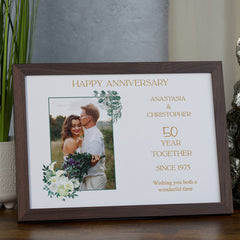 Personalised 50th Anniversary Photo Frame Wedding Day Memory Gift Custom Photo Keepsake