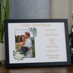 Personalised 50th Anniversary Photo Frame Wedding Day Memory Gift Custom Photo Keepsake
