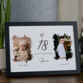 Personalised Any Age Birthday Photo Frame Custom Then and Now Photos Male Birthday Gift Celebration Keepsake 18th 21st 30th 40th 50th 60th 70th 80th 90th