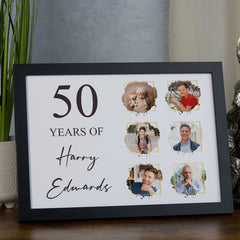 Personalised Elegant Birthday Collage Frame Custom Age Framed Print Birthday Gift 10th,13th,16th,21st,30th,40th,50th,60th,70th Birthday Memories Display