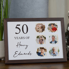 Personalised Elegant Birthday Collage Frame Custom Age Framed Print Birthday Gift 10th,13th,16th,21st,30th,40th,50th,60th,70th Birthday Memories Display