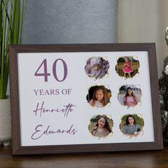 Custom Age Birthday Celebration Keepsake Personalised Photo Framed Print 10th,13th,16th,21st,30th,40th,50th,60th,70th Birthday Memories Display Gift