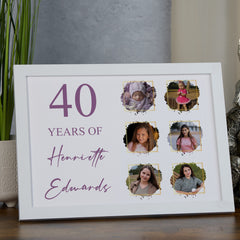 Custom Age Birthday Celebration Keepsake Personalised Photo Framed Print 10th,13th,16th,21st,30th,40th,50th,60th,70th Birthday Memories Display Gift