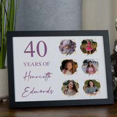 Custom Age Birthday Celebration Keepsake Personalised Photo Framed Print 10th,13th,16th,21st,30th,40th,50th,60th,70th Birthday Memories Display Gift
