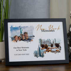 Personalised New York Holiday Memories Photo Frame, A4 Framed Print and Printed Photos