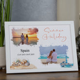 Personalised Beach Holiday Photo Frame, A4 Framed Print and Printed Photos Summer Holiday Memory Keepsake