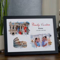 Personalised Rome Holiday Memories Photo Frame, A4 Framed Print and Printed Photos