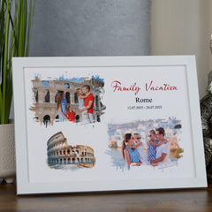 Personalised Rome Holiday Memories Photo Frame, A4 Framed Print and Printed Photos