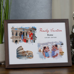 Personalised Rome Holiday Memories Photo Frame, A4 Framed Print and Printed Photos