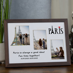 Personalised Paris Holiday Photo Frame, A4 Framed Print and Printed Photos Holiday Memory Keepsake