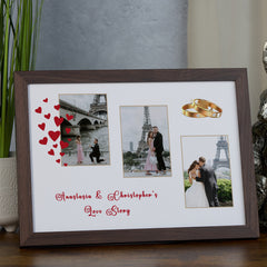 Custom Love Story Photo Frame, A4 Framed Print and Printed Photos Personalised Couple Memory Keepsake