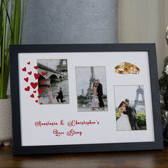 Custom Love Story Photo Frame, A4 Framed Print and Printed Photos Personalised Couple Memory Keepsake